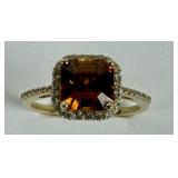 10K Gold Ring with Rectangular Orange Stone