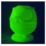 Fenton Uranium Custard Glass Owl Fairy Lamp