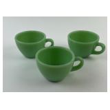 (3) Fire King Oven Glass Jadeite Tea Cups