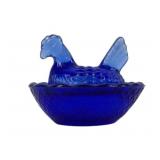 Mini Cobalt Glass Hen on Nest