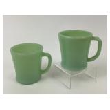 (2) Fire King Jadeite D-Handle Mugs