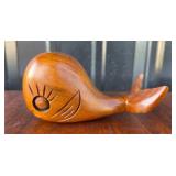 Carved Teak Whale Figurine