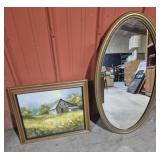 Framed Painting Featuring W Barn & Landscape
