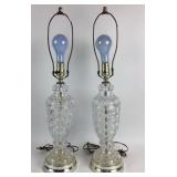 Cut Glass Table Lamps With Brass Accents