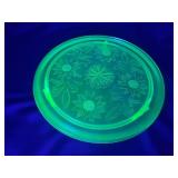 Uranium Janette Glass Sunflower 3 foot cake plate