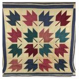 Hand bound Handmade Quilt With Maple Leaf Pattern
