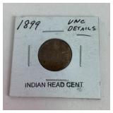 1899 Indian Head Penny Uncirculated Zinc