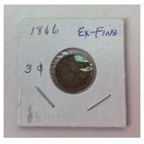 1866 3ï¿½ Nickel Ex-Fine