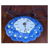 Blue Flower Wall Clock With Electric Plug