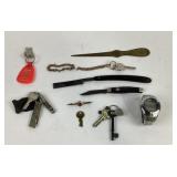 Casio Wave Ceptor Watch, Keys, Razor, Accessories