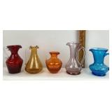 Blown Crackle Glass Mini Pitcher Vases