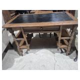 Louis XIII Style Walnut Flat Desk Featuring An