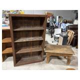 Rustic wood shelf, table with drawer