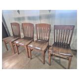 Solid Hardwood Slat Back Chairs (4)