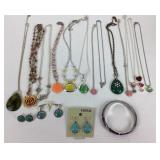 Costume Jewelry: Fossil Earrings, Claires Necklace