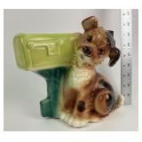 Ceramic Dog With Mailbox planter