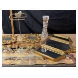 Gold Tone Mirrors, Milk Glass Vase, Last Supper Ta