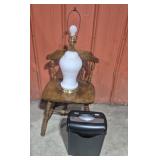 Wood Kitchen Chair, White Table Lamp & Aurora