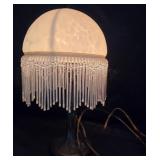 Frosted Glass Lamp With Beaded Fringe