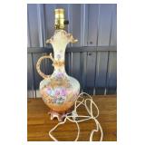 Porcelain Ewer-Style Table Lamp With Floral Design