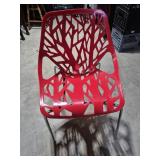 LeisureMod Asbury Stackable Dining Chair Red