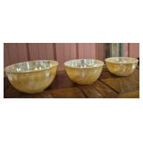 FireKing Peach Lustre Swirl  Mixing Bowls (3)