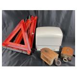 Folding Reflective Road Triangles, Wood Pulleys, D