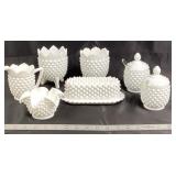 White Hobnail Milk Glass Tableware