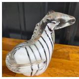 Murano Style Glass Zebra Paperweight