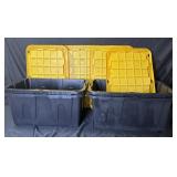 4 Black Plastic Storage Containers W Lids