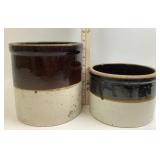 Medium and Small Stoneware Crocks with Edge Chippi
