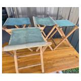 Wooden Folding Camp Stools With Canvas Seats