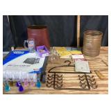 Penco Brass Planter, Royal Caribbean Shotglasses,