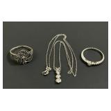 .925 Italy Sterling Silver  and Diamond necklace