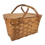 Wood Pic Nic Picnic Basket with hinged lid and