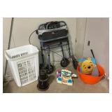 Invacare Folding rolling walker, iron, hamper, toy