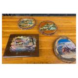 Wood Plank Artwork with Rustic Scenes