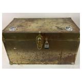 Metal Storage Trunk with Lock and Wood Liner