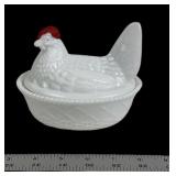 Westmoreland Milk Glass Hen On Nest Dish
