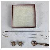 14k Stamped broken gold chain .26g TW, .925 Italy