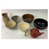 Ceramic Bowls, Pitcher, and Teapot Assortment
