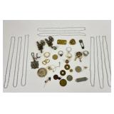 Costume Jewelry: Germany silver tone chains, NRA