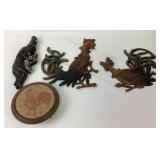 Syroco Wall Plaques, Cork Trivet, Bird Accent