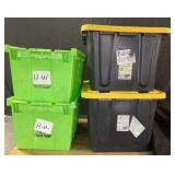 Plastic Storage Totes with Lids, Set of 4