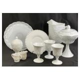 Milk Glass Serveware Grapevine Pattern