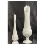 Fenton White Hobnail Milk Glass Swung Vase