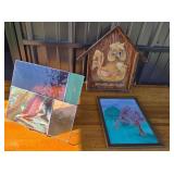 Stained Glass Panel, Tree watercolor , Wooden Artw