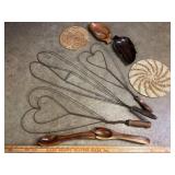Metal Rug Beaters, Monkey Pod Dish, MCM Leaf Tray