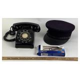 Rotary Dial Telephone, Cap, Reading Glasses