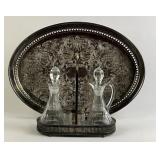 Sheffield Silver Plated Cruet Set With Tray